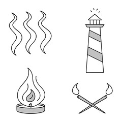 Fototapeta premium Lighthouse candle smoke and torches fire