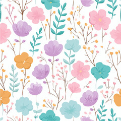 Plant leaves and flower textures, exquisite vector floral patterns.