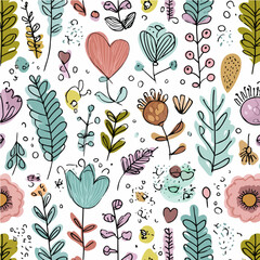 Plant leaves and flower textures, exquisite vector floral patterns.