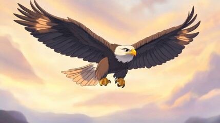 Obraz premium A Large Bird With Brown Feathers Flying In The Sky