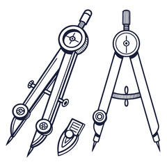 Drawing compasses and a cutter tool drafting tool geometry