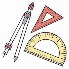 Geometric drafting tools compass protractor triangle geometry