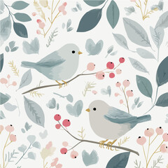 The textures of plants and birds, exquisite vector patterns.