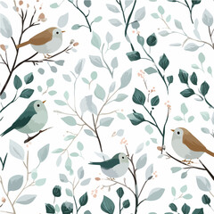 The textures of plants and birds, exquisite vector patterns.