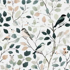 The textures of plants and birds, exquisite vector patterns.
