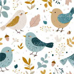 The textures of plants and birds, exquisite vector patterns.