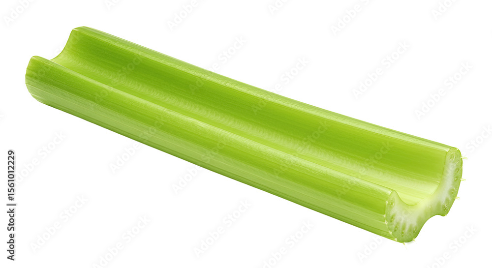 Poster fresh green celery stalk isolated on a black background in a close up shot