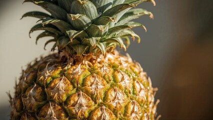 A closeup shot of a ripe pineapple