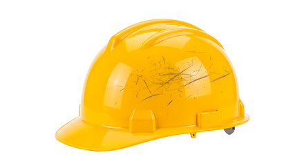A close-up shot of a bright yellow construction helmet, essential for workplace safety.