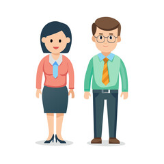 Cartoon man and woman teachers education couple