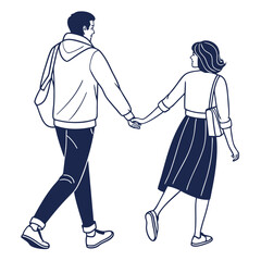 Couple holding hands walking together people relationship
