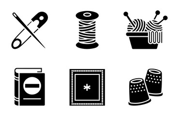 Sewing Tools Icons Set – Sewing Tools Icons Silhouette.