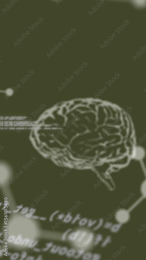 Poster animation of chemical icons and data processing on green background