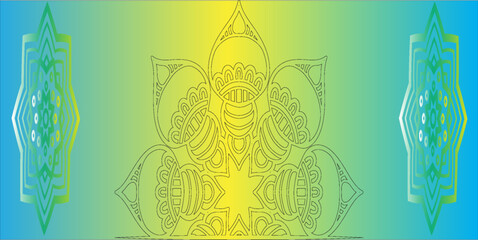 PrintOriginal fractal image with green  flowers. Template with place for inserting your text. Fractal art as background.