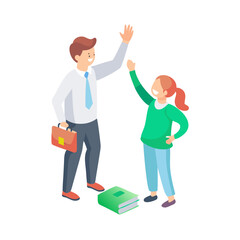 Obraz premium Teacher and student high five illustration success learning
