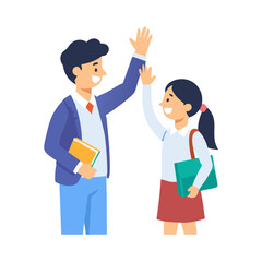 Teacher and student high five illustration education learning