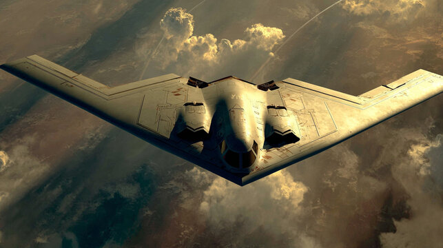 High-Resolution Realistic Image of Bunker Buster Bombers in Action, Generative AI