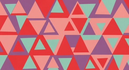 Fototapeta premium Geometric Triangle Pattern Background with Red Pink Purple and Teal Colors