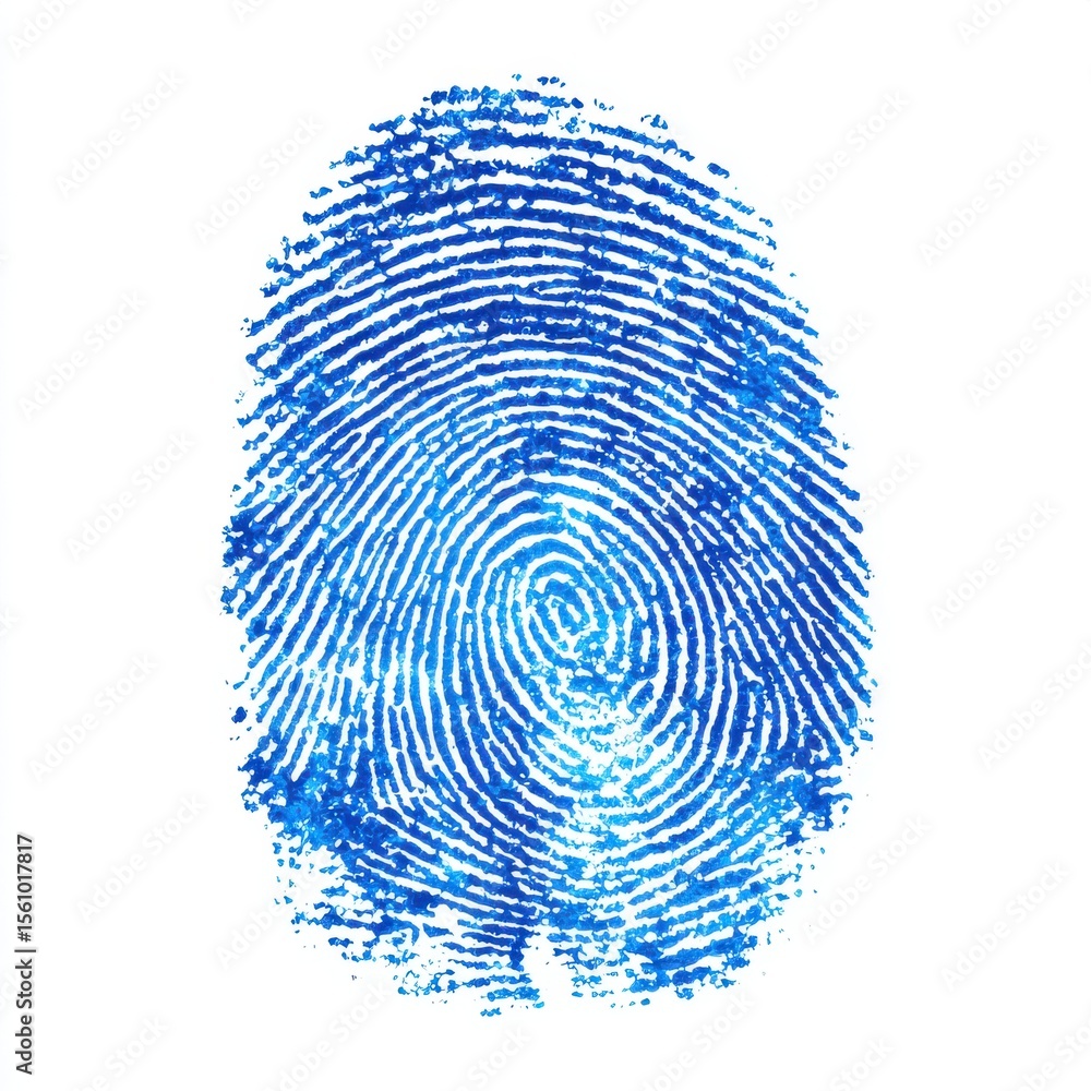 Aufkleber detailed blue fingerprint pattern for biometric identification authentication and security applicati