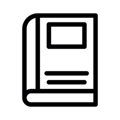 Book line icon. Simple vector symbol used for school, travel, or education themes. Clean linear design, Thin stroke design, isolated on white.