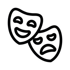 Theater mask line icon. Simple vector symbol used for school, travel, or education themes. Clean linear design, Thin stroke design, isolated on white.