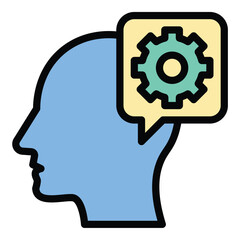 Focus training icon flat line style illustration representing concentration and mental clarity, suitable for productivity, coaching, and personal development projects