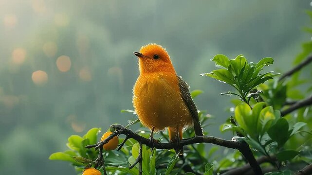 a small bird on a tree branch footage
