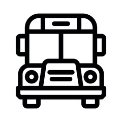 School Bus line icon. Simple vector symbol used for school, travel, or education themes. Clean linear design, Thin stroke design, isolated on white.