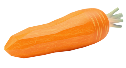 Realistic orange carrot with green leaves against a black background