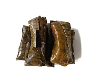 Traditional Guatemalan tamales isolated white background