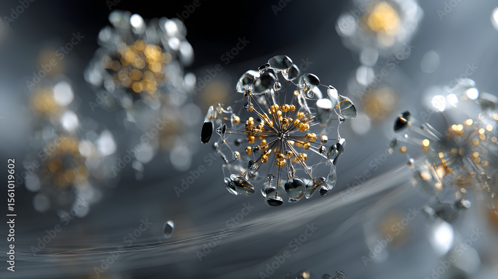 Poster crystal structure: a stunning microscopic display of intricate crystal structures, showcasing the el
