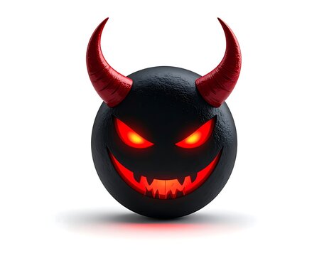 dark emoji with glowing red eyes and a devilish grin