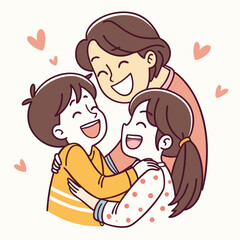 Happy family embracing with love and joy happiness