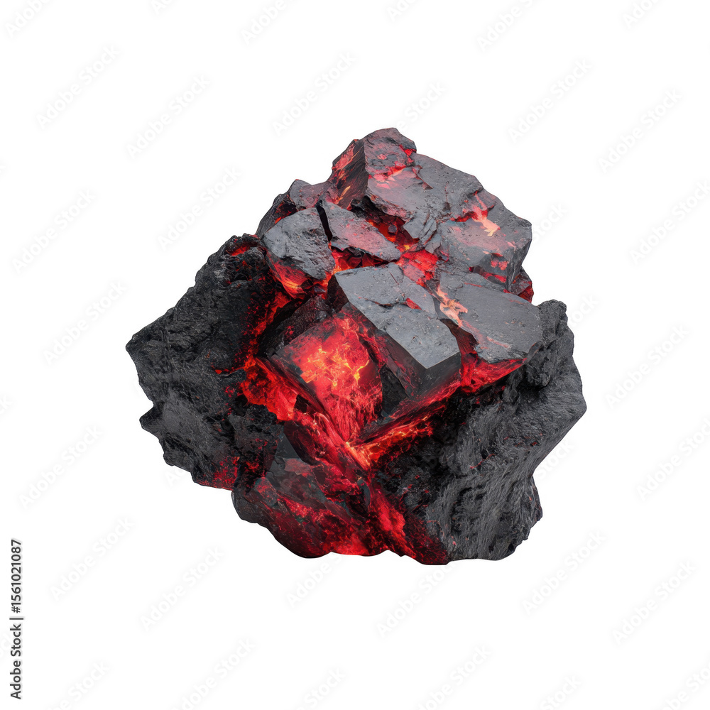 Aufkleber a striking. glowing piece of obsidian rock with vibrant red accents. set against a clean. white back