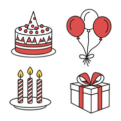 Festive cake balloons candles gift box celebration