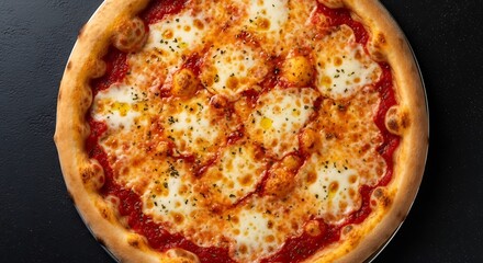 Delicious Margherita Pizza with Fresh Mozzarella on Dark Background