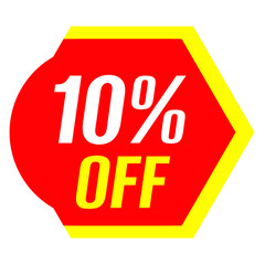 10% off sale, badge design, red png