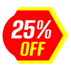 25% off icon, label badge, red png