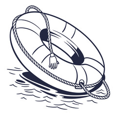 Nautical life preserver with rope lifebuoy safety ring