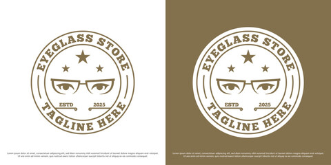 Eyeglass store logo design illustration vector. Health glasses silhouette. Simple minimal eye clinic icon symbol vector.