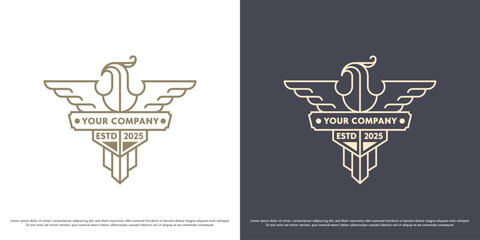 Eagle wing logo design illustration vector. Predator eagle bird animal wildlife silhouette. Simple minimal vintage vector icon symbol.