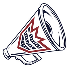 Megaphone with thunderbolt design bullhorn sound