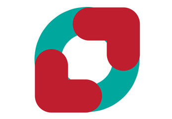 Abstract modern icon with frame and circular connection, Editable Clip