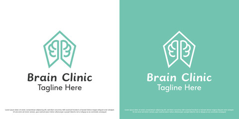 Brain home logo design illustration vector. Human brain mental health silhouette. Simple minimal health abstract icon symbol vector.