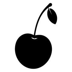 A single cherry with a stem isolated on white background