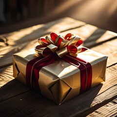 gift box on a wooden background