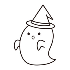 帽子を被ってびっくりしているおばけのイラスト