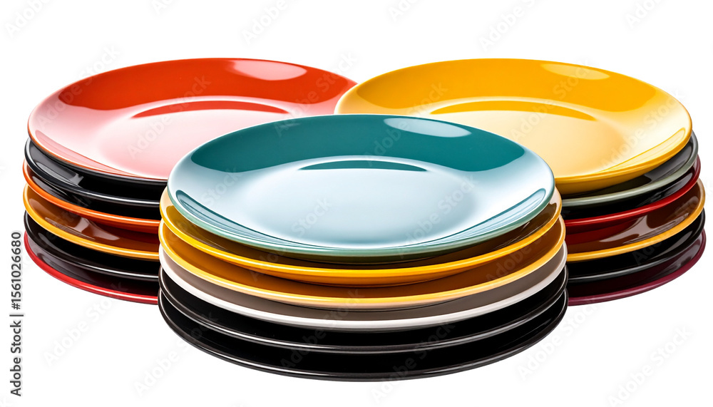 Poster a colour full plates stacked and isolated on transparent background
