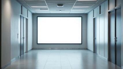 Empty corridor with blank billboard.