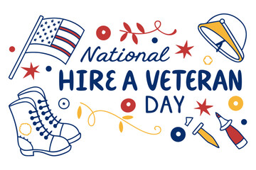 Obraz premium NATIONAL HIRE A VETERAN DAY vector illustration